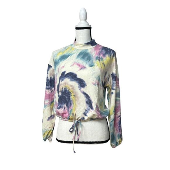 All in Favor Mock Neck, Tie-dye Crop Top, M - Picture 4 of 10